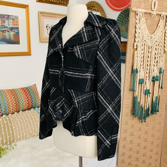 Nanette Lepore Plaid Peplum Blazer - Picture 3 of 16